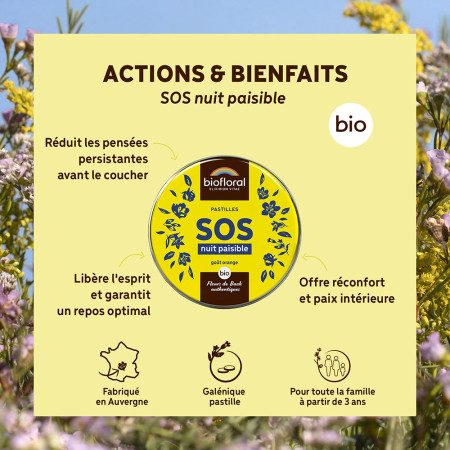 Pastilles SOS Nuit Paisible aux Fleurs de Bach bio