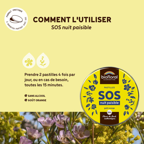 Pastilles SOS Nuit Paisible aux Fleurs de Bach bio